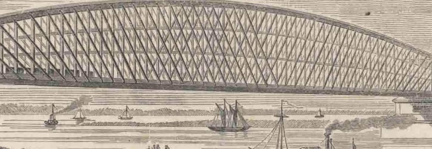 tekening van de spoorbrug bij culemborg