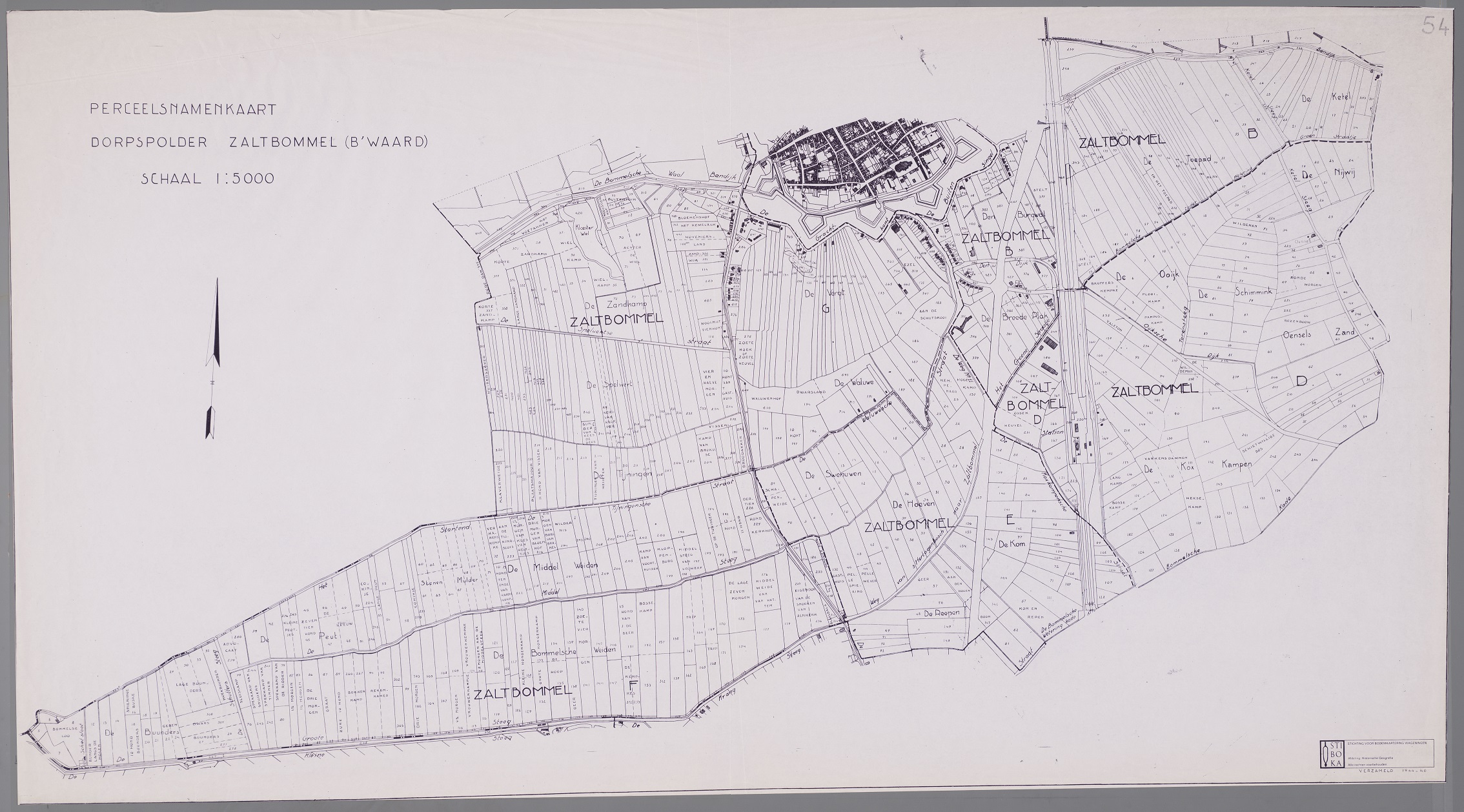 perceelsnamenkaart zaltbommel 1946