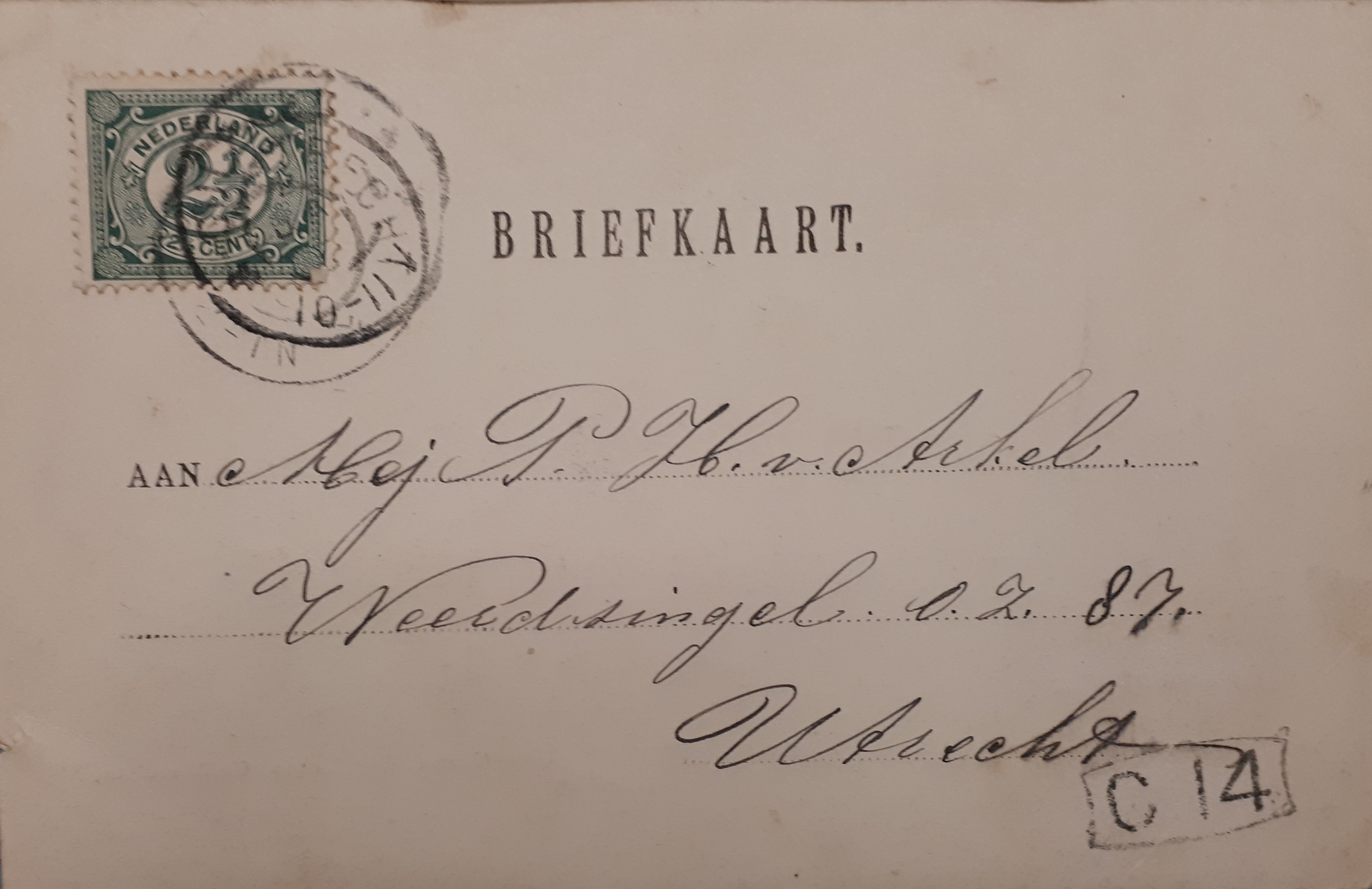 adreszijde prentbriefkaart molen Buurmalsen