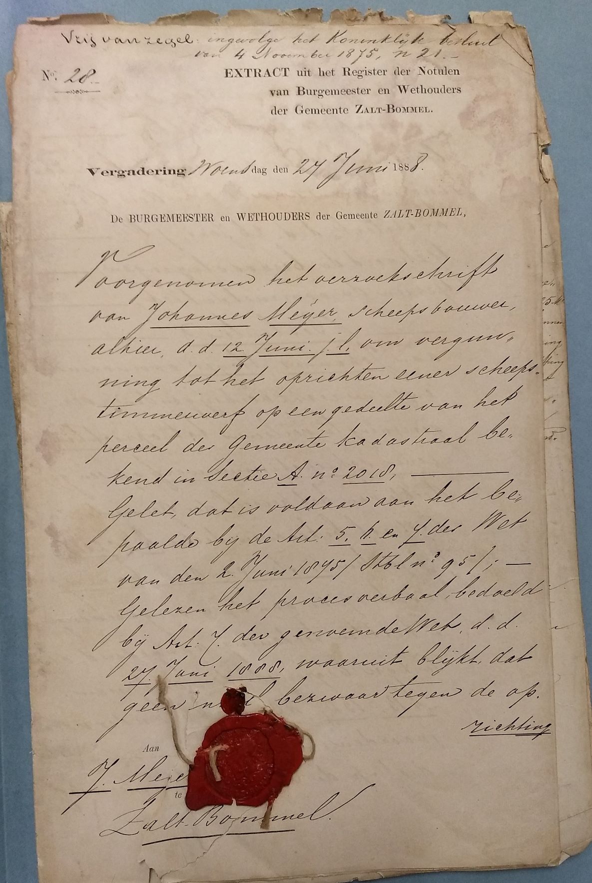 oprichtingsakte scheepswerf meijer zaltbommel 1888