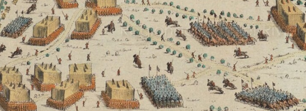 fragment van kaart belegering bommelerwaard 1599