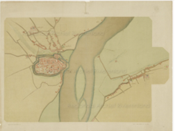plattegrond van Tiel uit de 16e eeuw