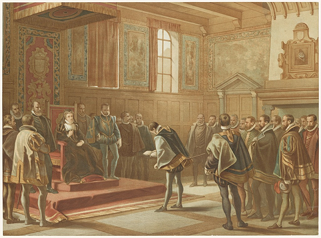 aanbieden smeekschrift aan margaretha van parma door de edelen