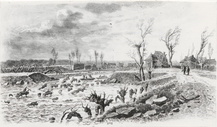 tekening watersnood buren 1809