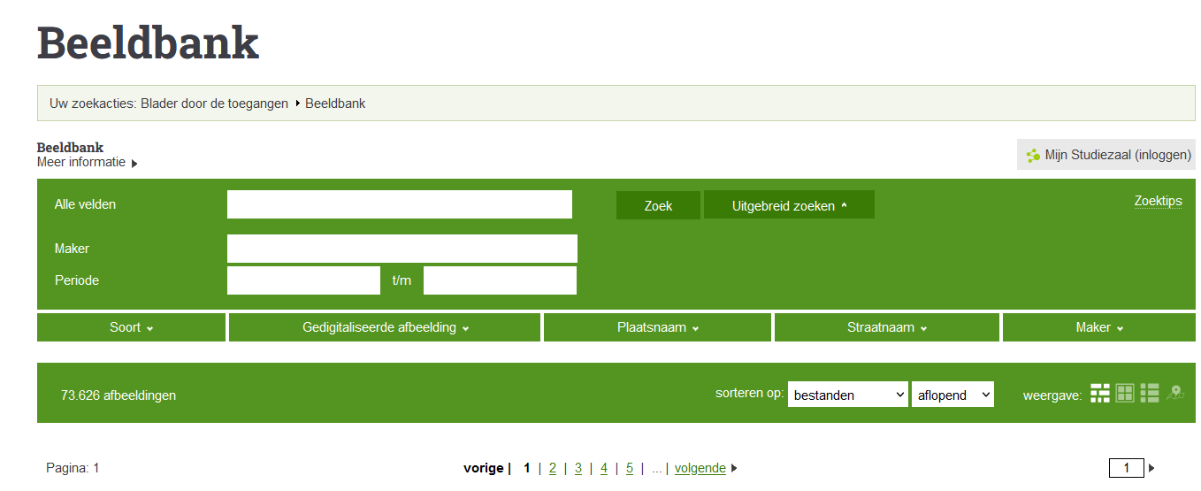 zoekbalk bovenaan resultatenpagina website RAR